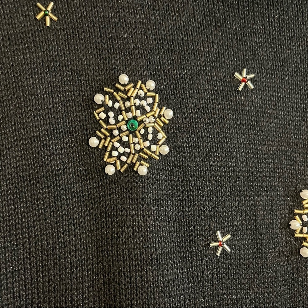 VTG Victoria Jones Womens Small Holiday Cowl Neck Sweater Embroidery Beaded XMAS - Picture 11 of 13